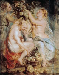 Ceres und zwei Nymphen mit einem Füllhorn